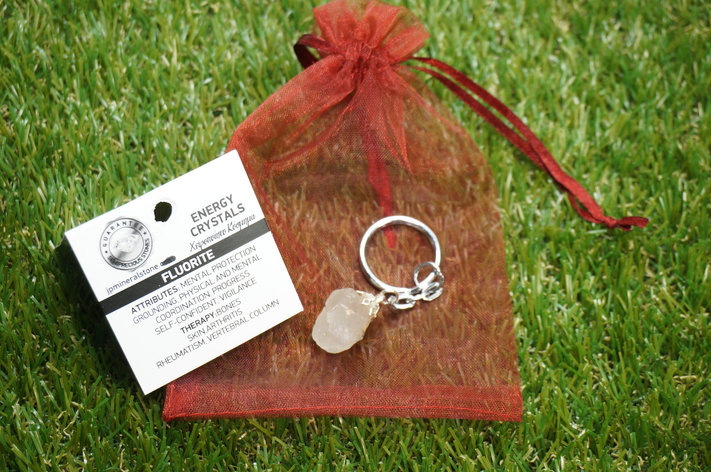 Natural White Rough Stone  Fluorite Keychain Healing Mineral Crystal Accessories Zodiac Mineral Stone