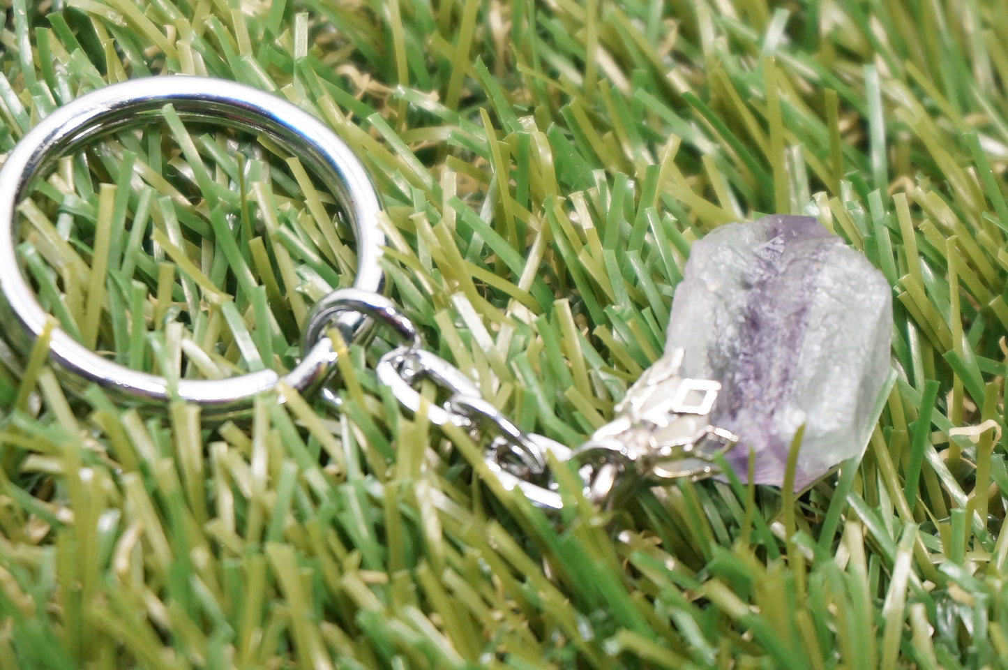 Natural Rainbow Fluorite Crystal Keychain
