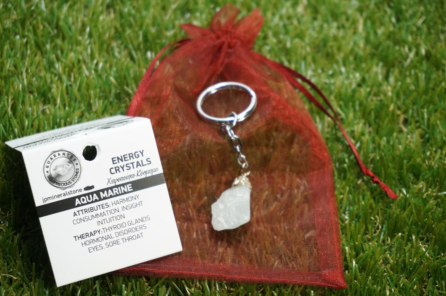 Natural Aqua Marine Crystal Keychain