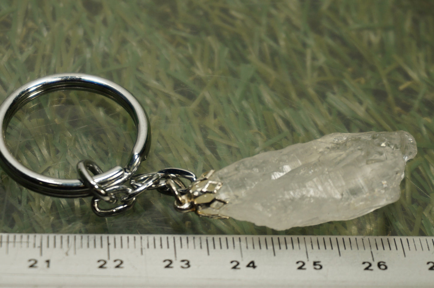 Natural Clear Quartz Crystal Keychain
