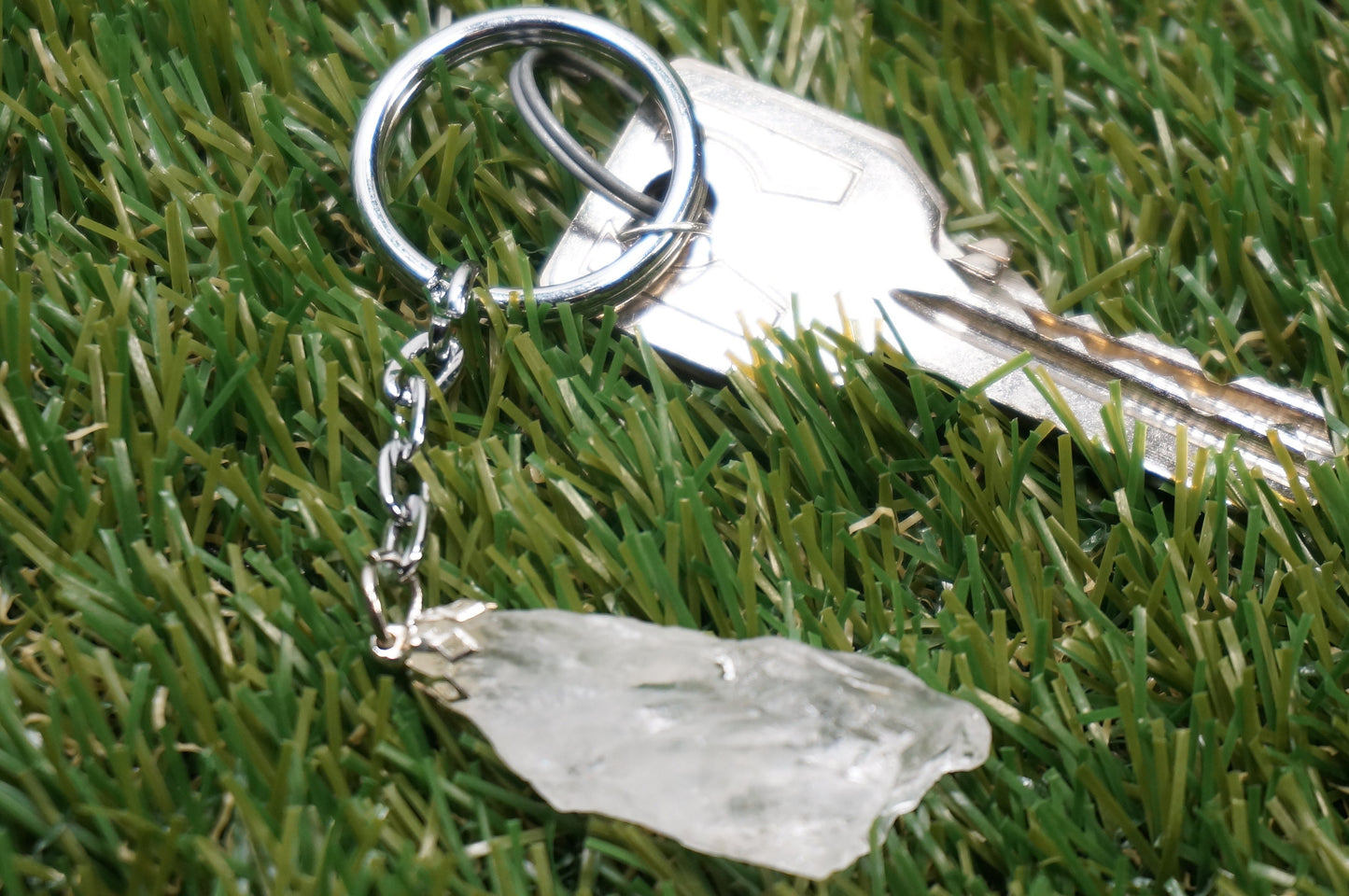 Natural Clear Quartz Crystal Keychain