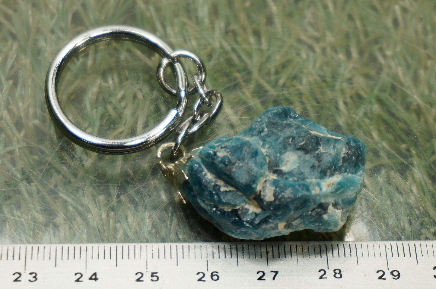 Natural Blue Apatite Crystal Keychain