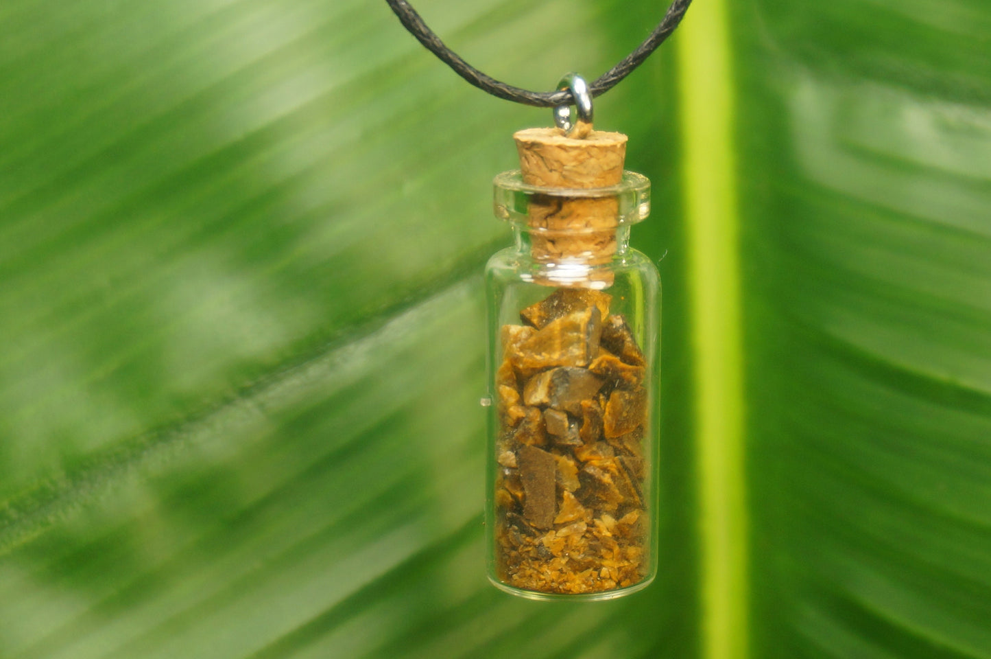 Natural Tiger's Eye Necklace Botτle Rough Mineral Stone Birthstone Brown Healing Therapy Gift Idea