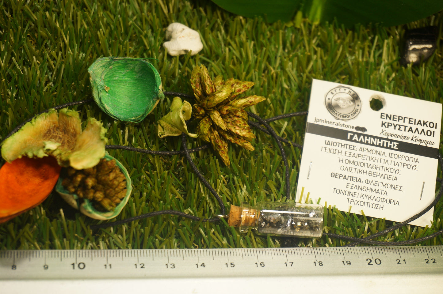 Natural Galena Necklace Botτle Rough Mineral Stone Birthstone Healing Therapy Gift Idea