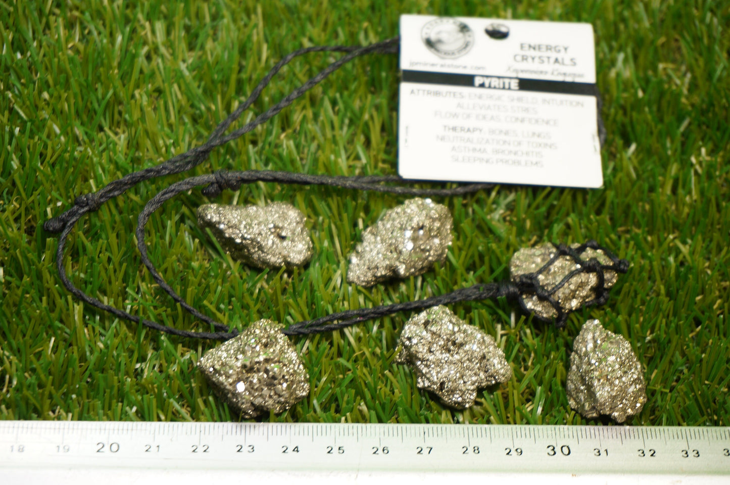 Pyrite Crystal Makrame Wrapped Necklace