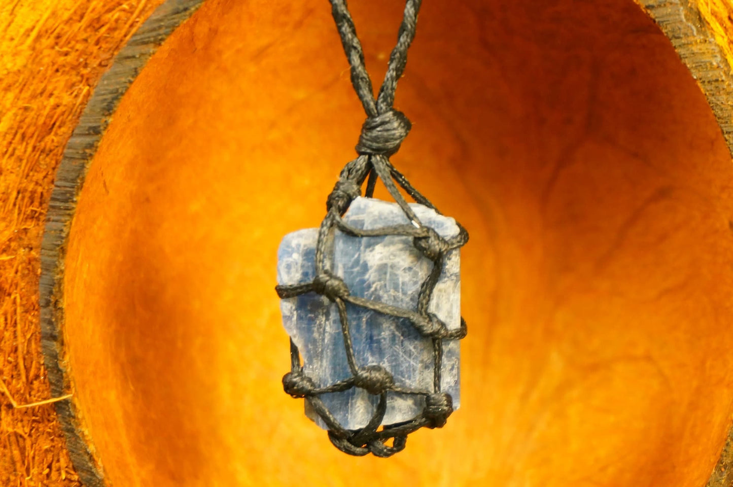 Kyanite Rough Mineral Stone Brazilian Crystal Healing Makrame Wrapped Necklace Protection Gift Accessories