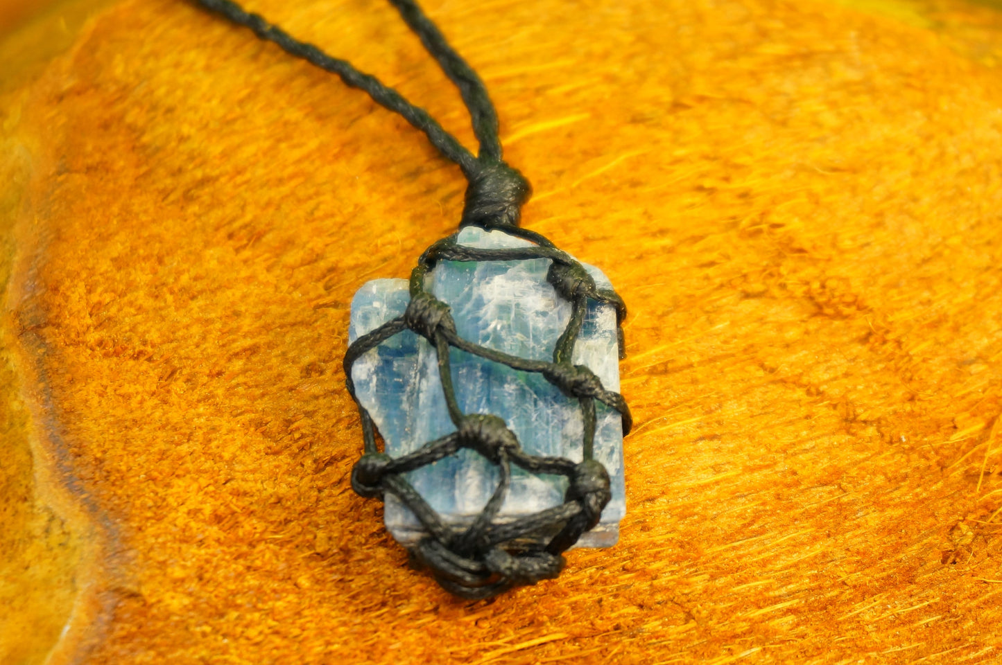 Kyanite Rough Mineral Stone Brazilian Crystal Healing Makrame Wrapped Necklace Protection Gift Accessories