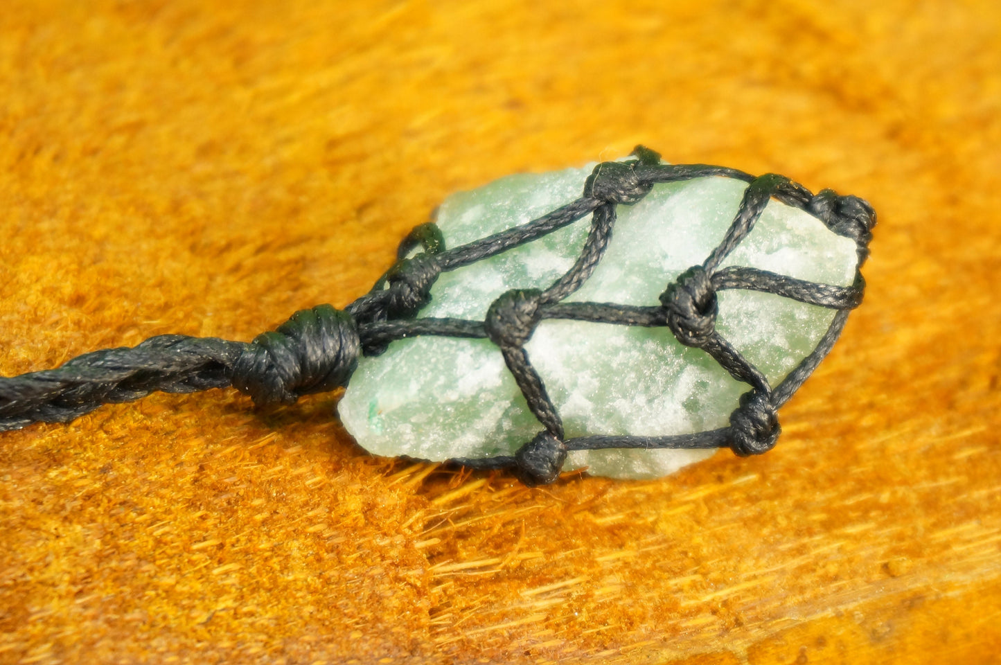 Aventurine Natural Crystal Macrame Wrapped Necklace