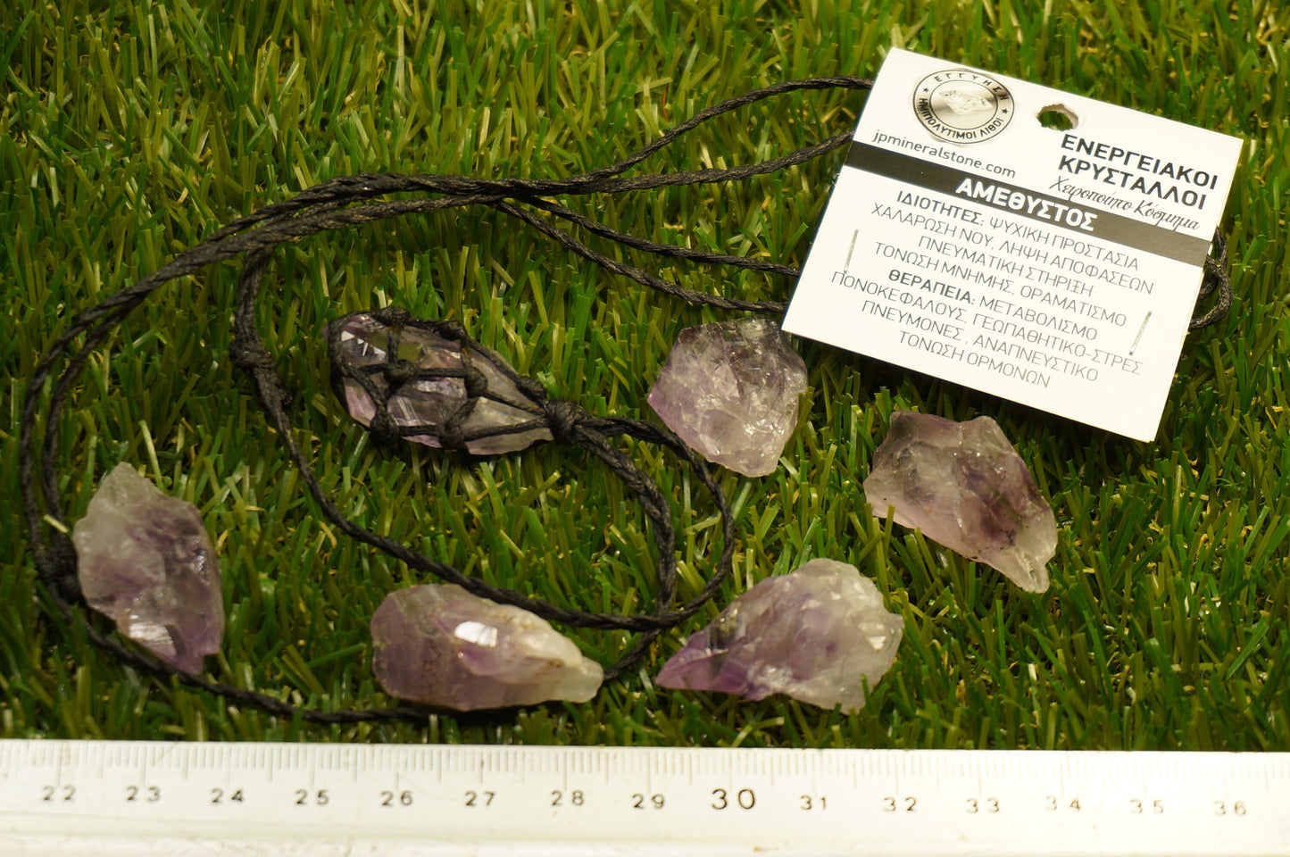 Amethyst polierter Mineralstein Brasilianischer Kristall Heilung Makramee Gewickelte Halskette Schutz Geschenk Accessoires