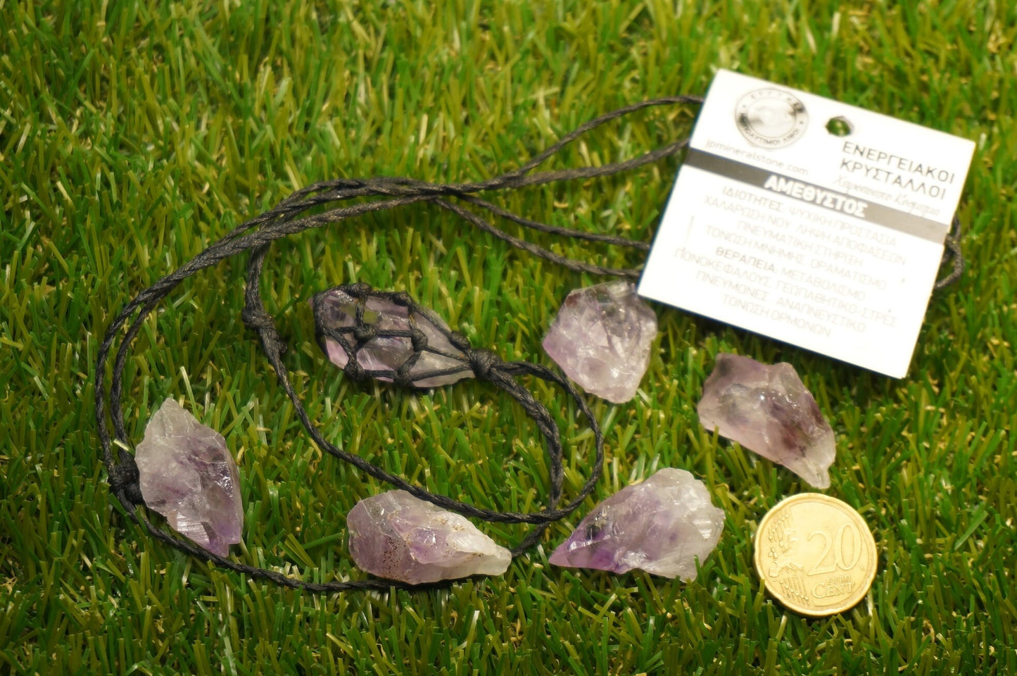 Amethyst polierter Mineralstein Brasilianischer Kristall Heilung Makramee Gewickelte Halskette Schutz Geschenk Accessoires