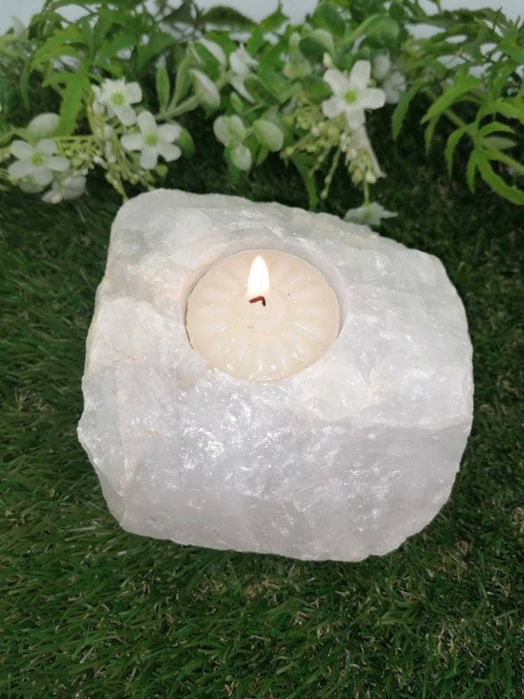 Clear Quartz Crystal Candle Holder