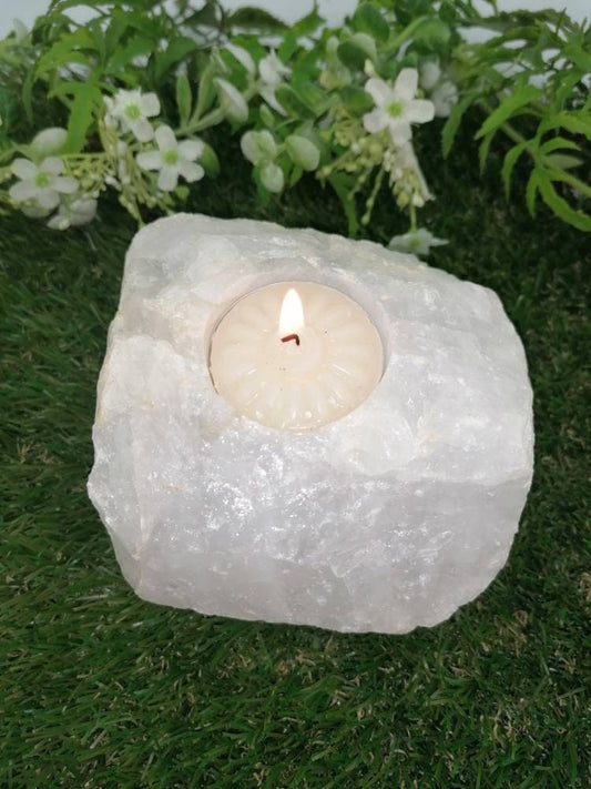 Clear Quartz Crystal Candle Holder
