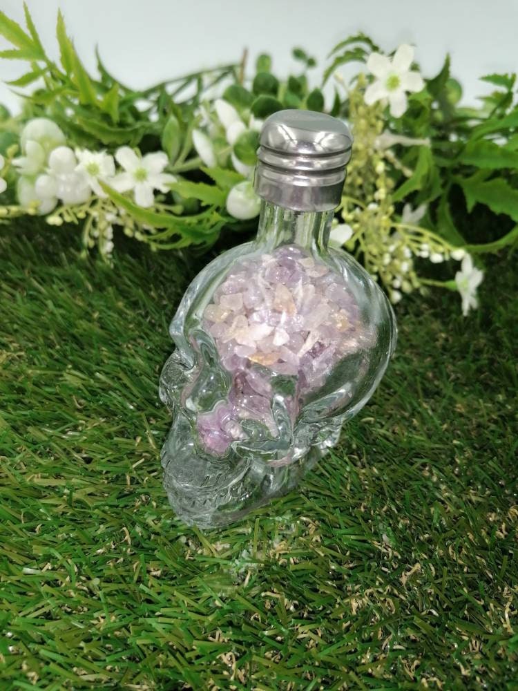 Natural Amethyst crystal wishing bottle ,Crystal skeleton bottle,crystal stone,crystal quartz healing,healing stone