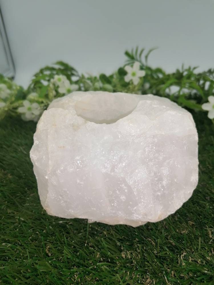 Clear Quartz Crystal Candle Holder