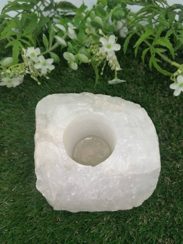 Clear Quartz Crystal Candle Holder