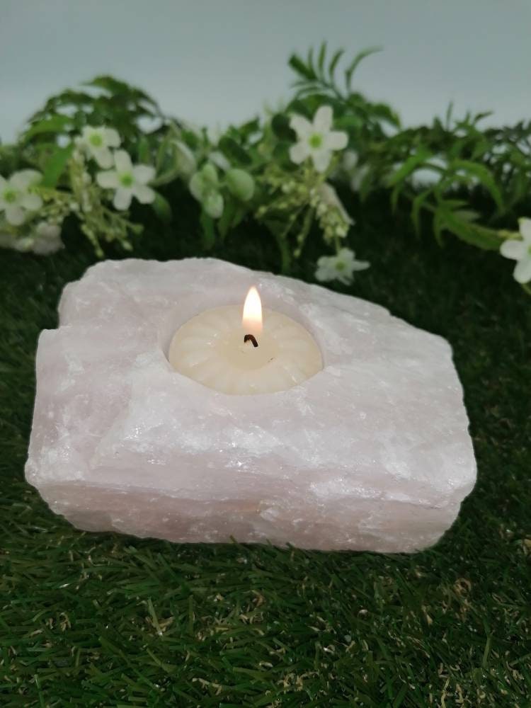 Rose Quartz Crystal Candle Holder