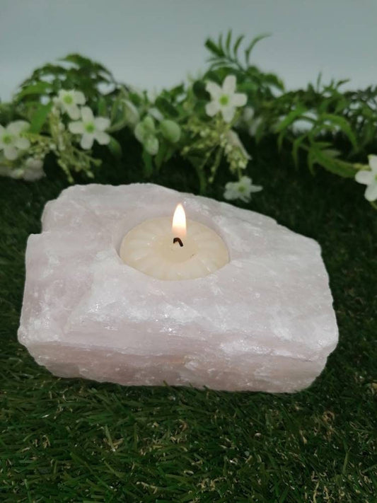 Rose Quartz Crystal Candle Holder