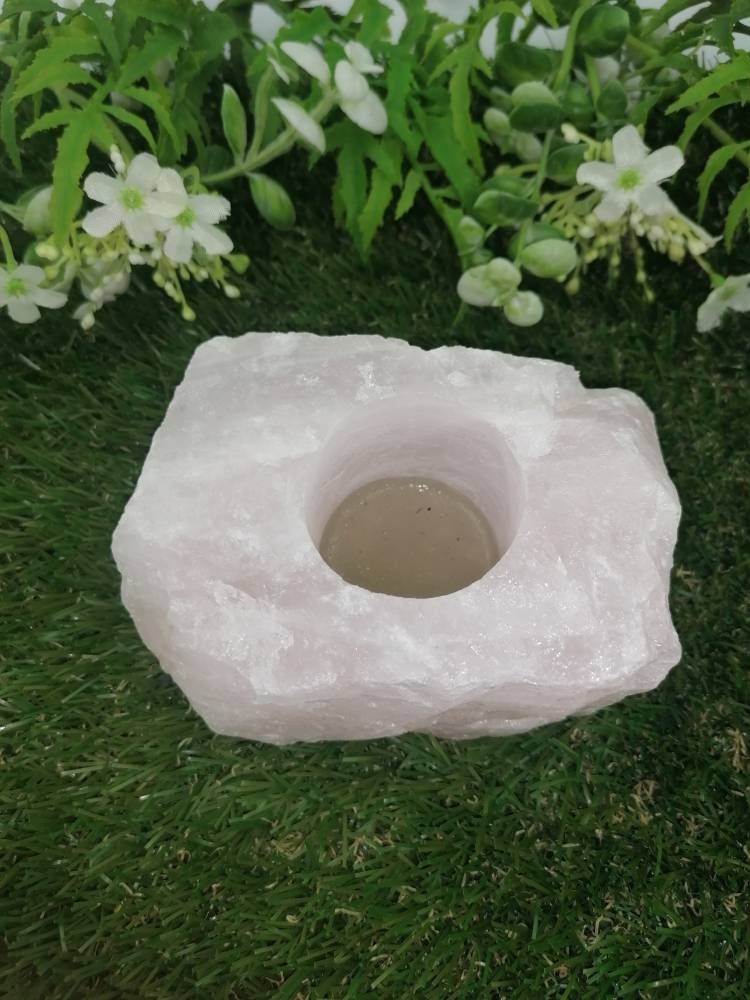 Rose Quartz Crystal Candle Holder