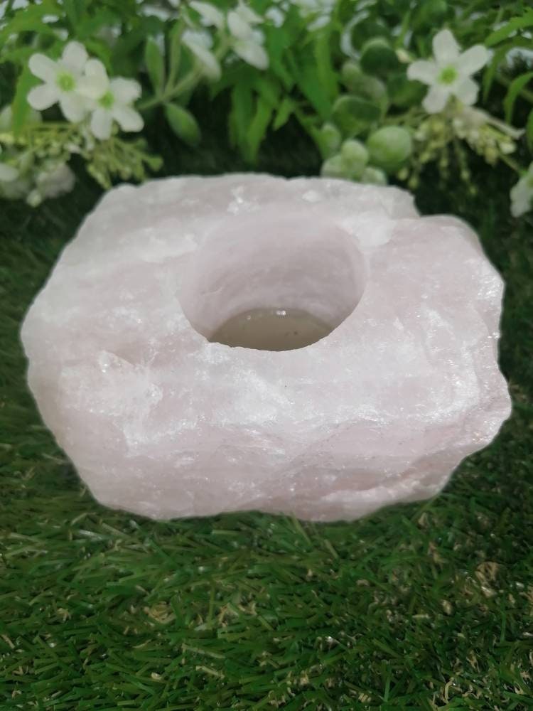 Rose Quartz Crystal Candle Holder