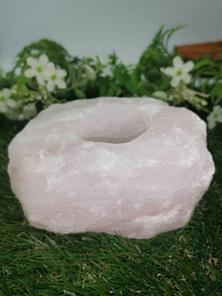 Rose Quartz Crystal Candle Holder