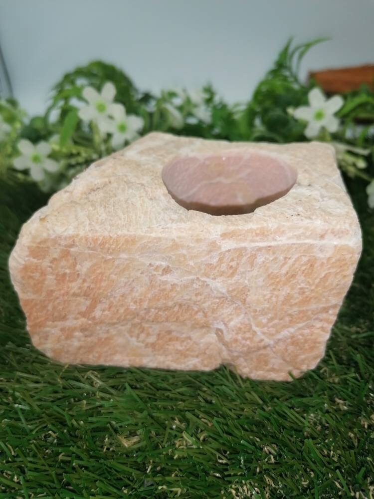 Brown Jasper Candle Holder - Crystal Decor- Metaphysical - Chakra Crystals