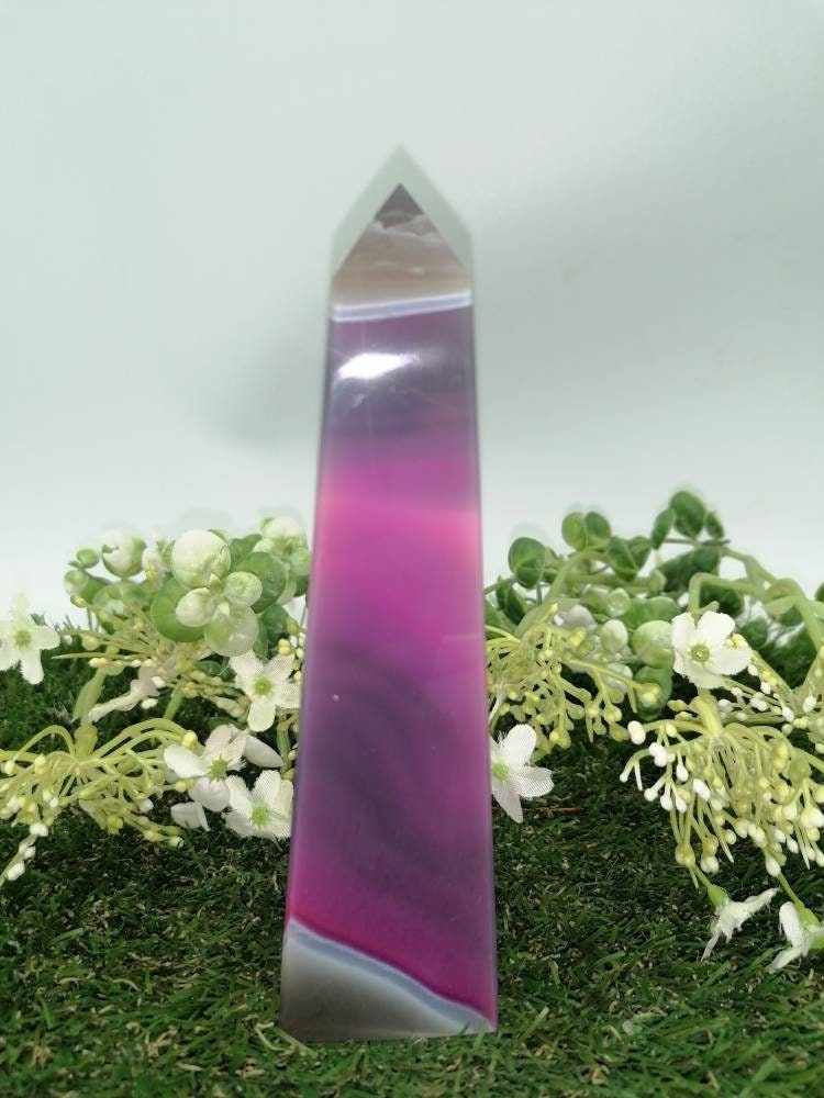 Pink Agate - Agate Point -Agate Tower - Soothing Crystal - Crystal Healing - Chakra