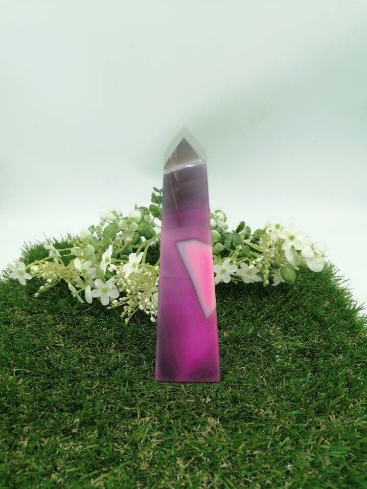 Pink Agate - Agate Point -Agate Tower - Soothing Crystal - Crystal Healing - Chakra