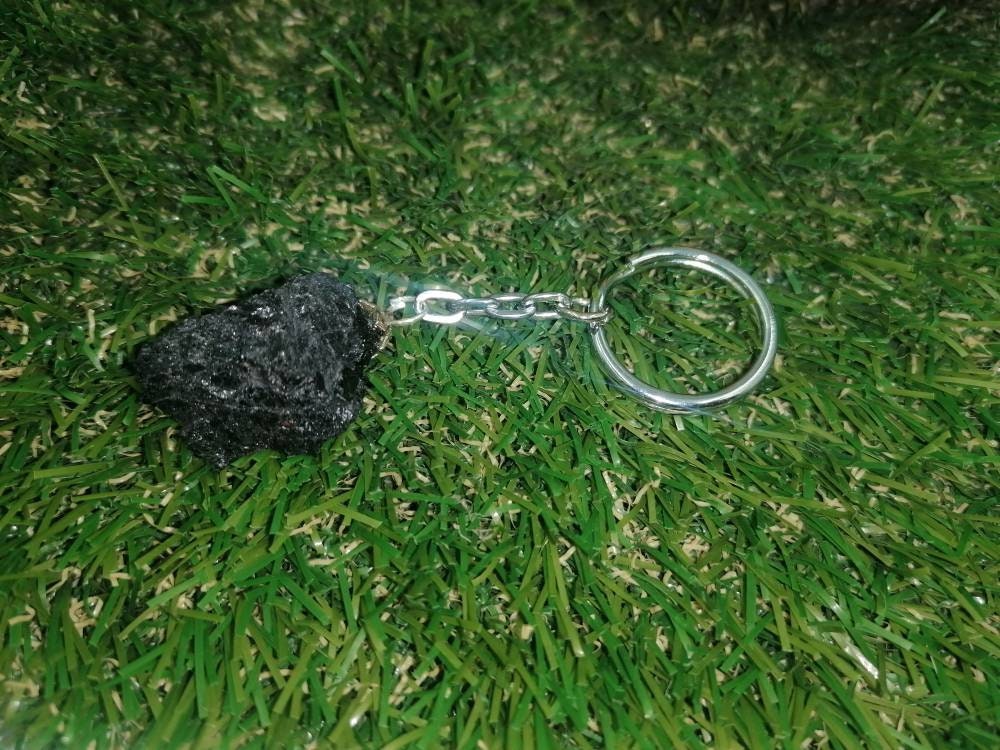 Natural Black Tourmaline Crystal Keychain
