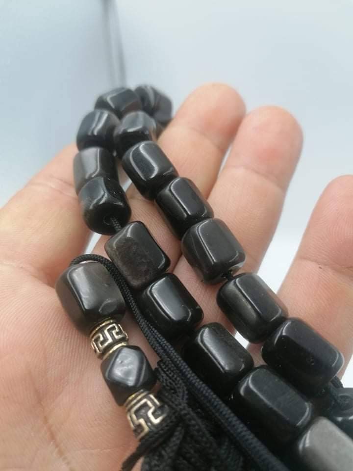 Smoked Obsidian-Handmade-Worry beads-Meander-Greek kompoloi-Greek coulture-Gift idea-Men's accessories