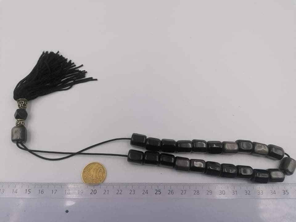 Smoked Obsidian-Handmade-Worry beads-Meander-Greek kompoloi-Greek coulture-Gift idea-Men's accessories