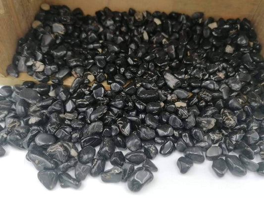 Black Turmaline Crystal Chips, Tumbled Healing Gemstone, New Age Polished Semi-Precious Rocks