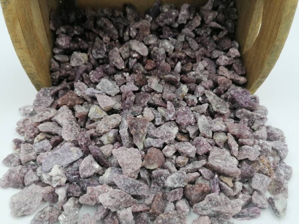 Pink Turmaline Lepidolite Crystal Chips, Tumbled Healing Gemstone, New Age Rough Semi-Precious Rocks