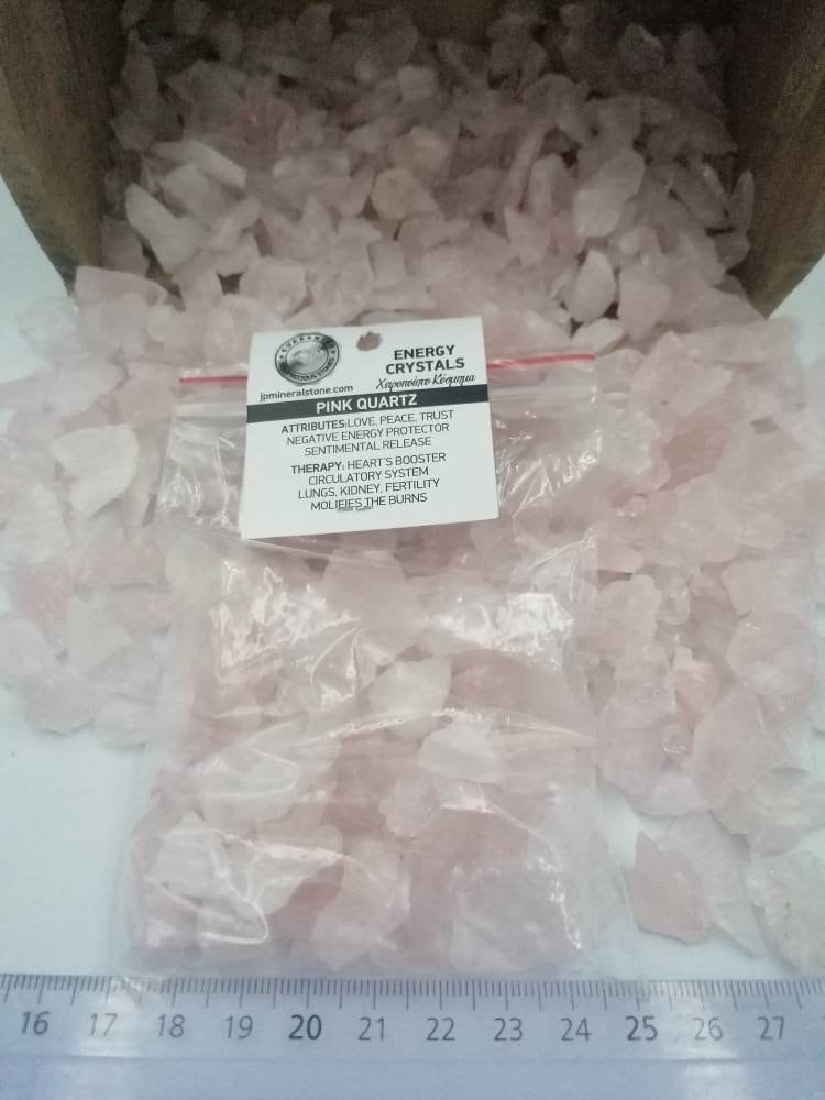 Rose Quartz Crystal Chips, Tumbled Healing Gemstone, New Age Rough Semi-Precious Rocks
