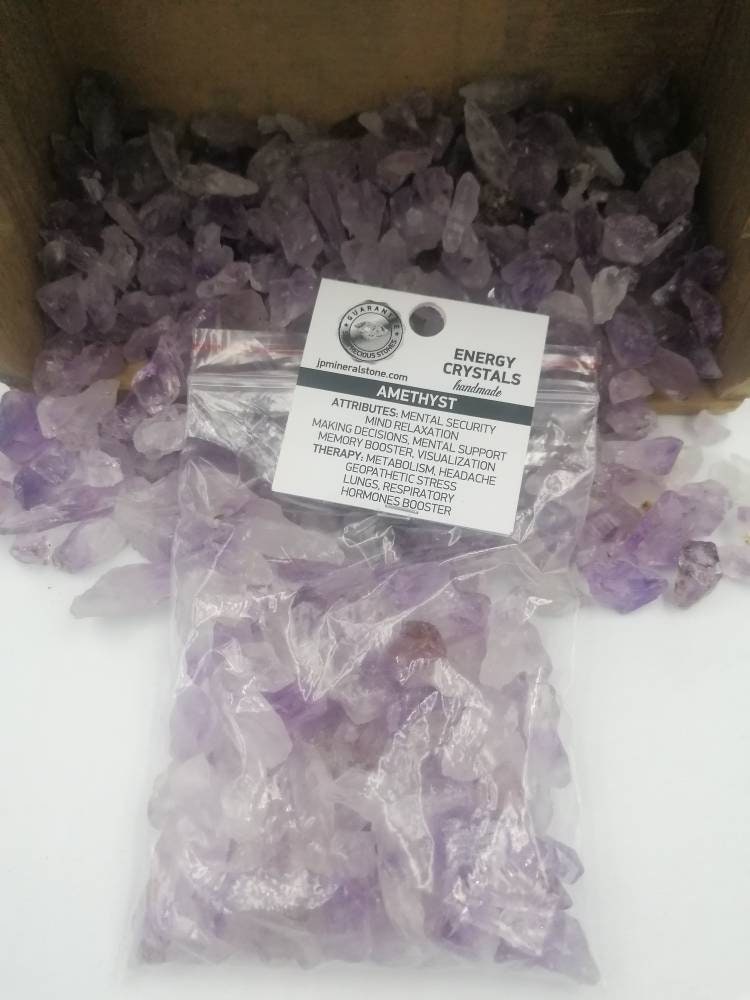 Amethyst Crystal Chips, Tumbled Healing Gemstone, New Age Rough Semi-Precious Rocks