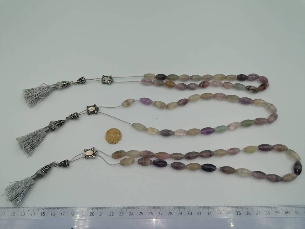 Fluorite-Handmade-Worry beads-Meander-Greek kompoloi-Greek coulture-Gift idea-Men's accessories