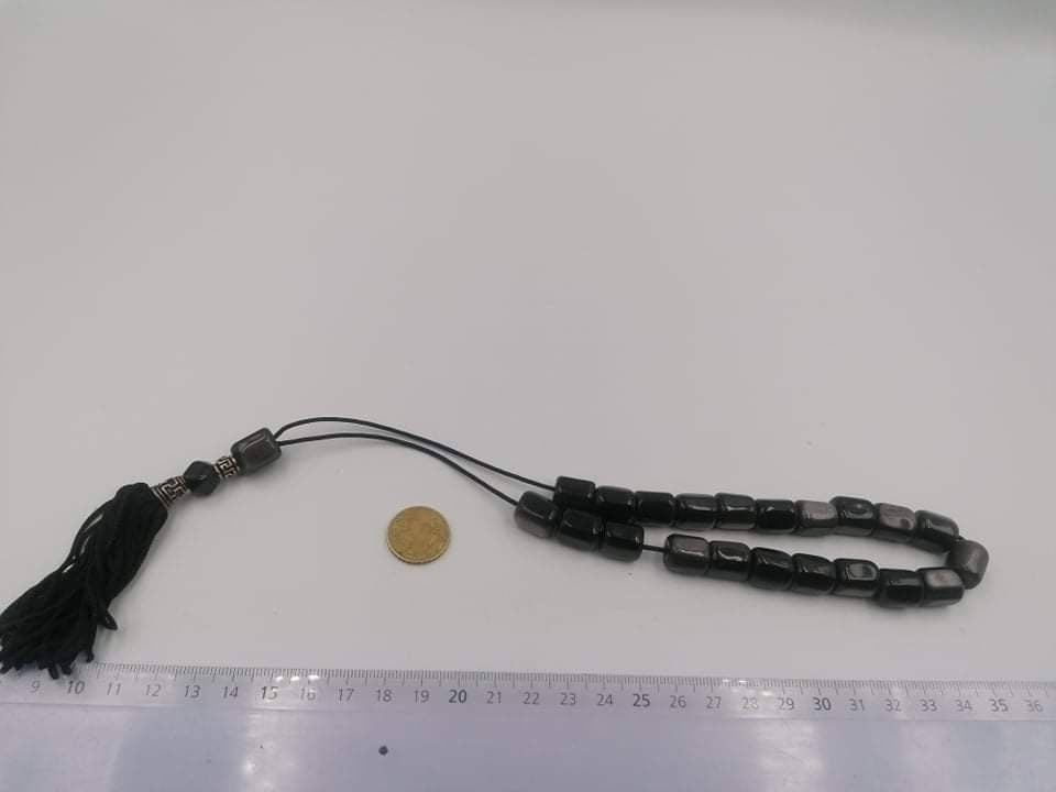 Smoked Obsidian-Handmade-Worry beads-Meander-Greek kompoloi-Greek coulture-Gift idea-Men's accessories