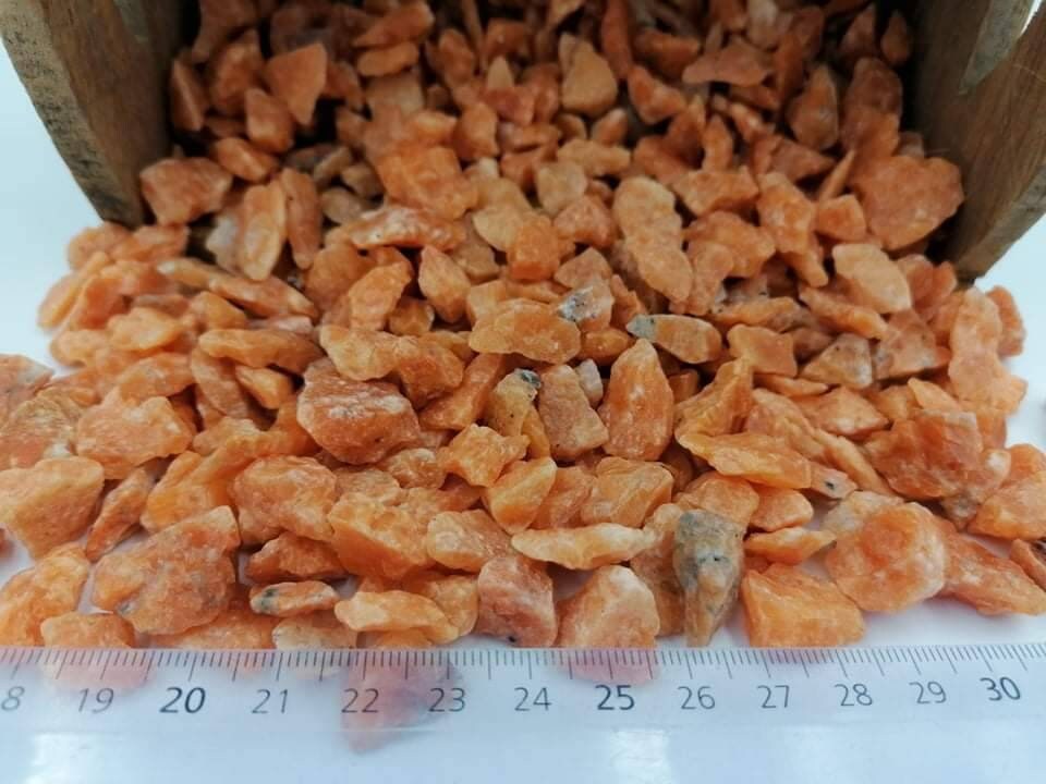 Calcite Orange Crystal Chips, Tumbled Healing Gemstone, New Age Rough Semi-Precious Rocks