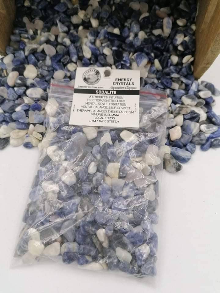 Sodalite Crystal Chips, Tumbled Healing Gemstone, New Age Polished Semi-Precious Rocks