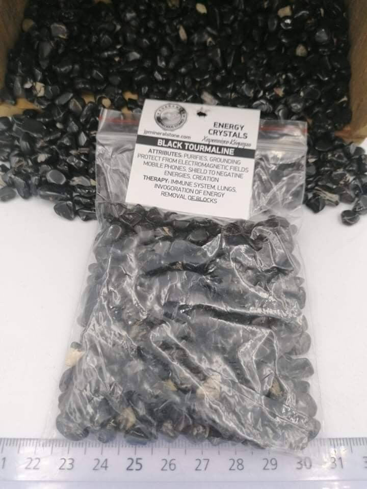 Τσιπς κρυστάλλου μαύρης τουρμαλίνης, πολύτιμος λίθος που έχει υποστεί θεραπεία, ημιπολύτιμοι βράχοι New Age