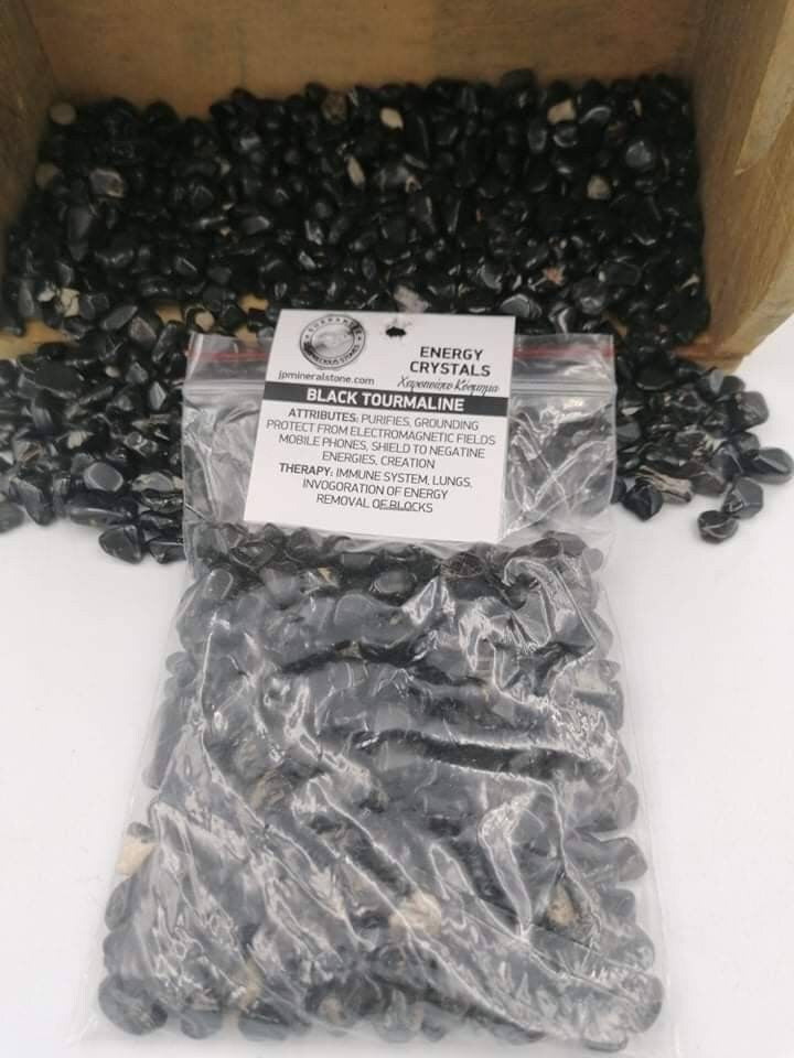Τσιπς κρυστάλλου μαύρης τουρμαλίνης, πολύτιμος λίθος που έχει υποστεί θεραπεία, ημιπολύτιμοι βράχοι New Age