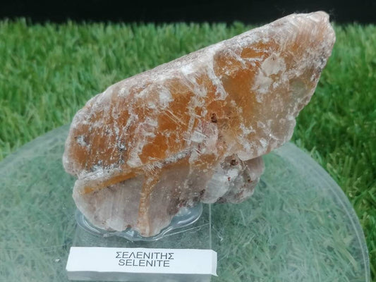 Greek red selenite oxidation of metal that is glued on plexiglass base collection Stone Spirit Healing Power Gift Decoration Protection
