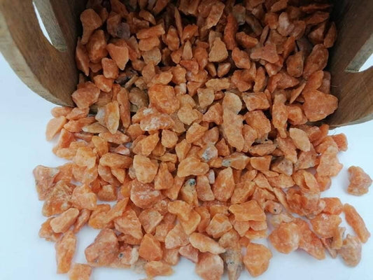 Calcite Orange Crystal Chips, Tumbled Healing Gemstone, New Age Rough Semi-Precious Rocks