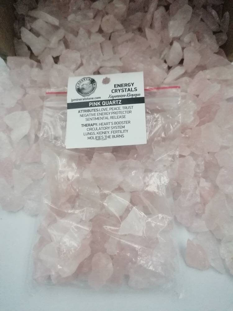Rose Quartz Crystal Chips, Tumbled Healing Gemstone, New Age Rough Semi-Precious Rocks