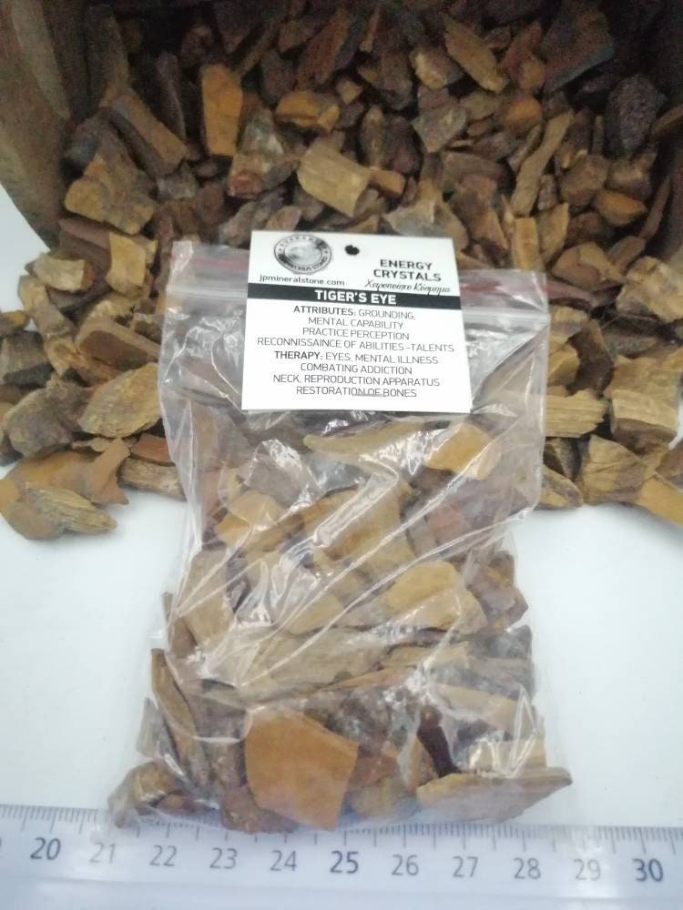 Tiger's Eye Crystal Chips, Tumbled Healing Gemstone, New Age Rough Semi-Precious Rocks