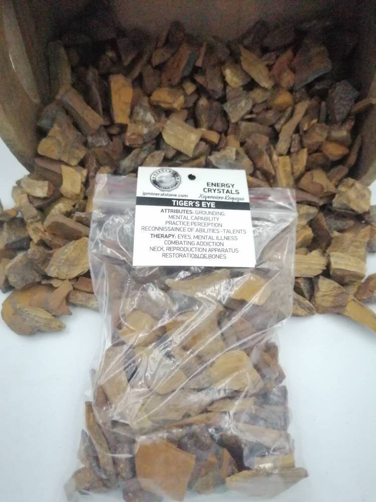 Tiger's Eye Crystal Chips, Tumbled Healing Gemstone, New Age Rough Semi-Precious Rocks