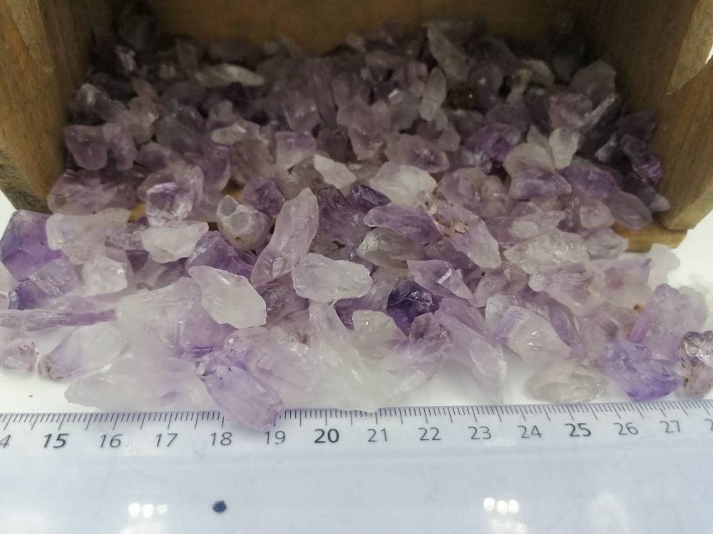 Amethyst Crystal Chips, Tumbled Healing Gemstone, New Age Rough Semi-Precious Rocks