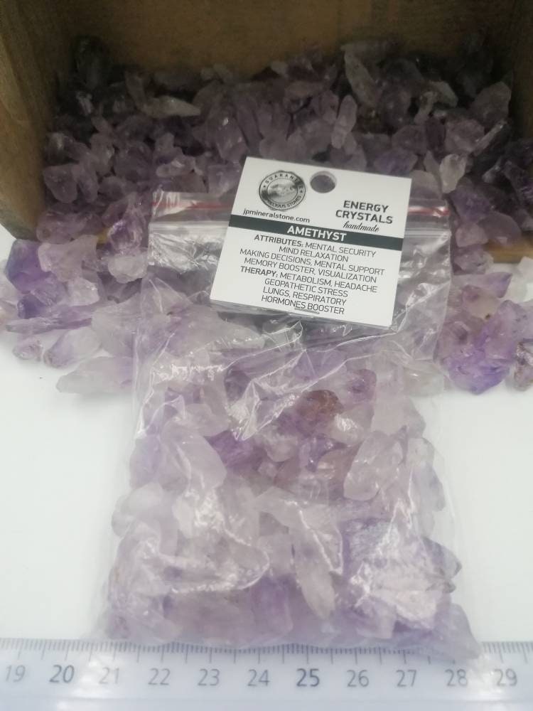 Amethyst Crystal Chips, Tumbled Healing Gemstone, New Age Rough Semi-Precious Rocks