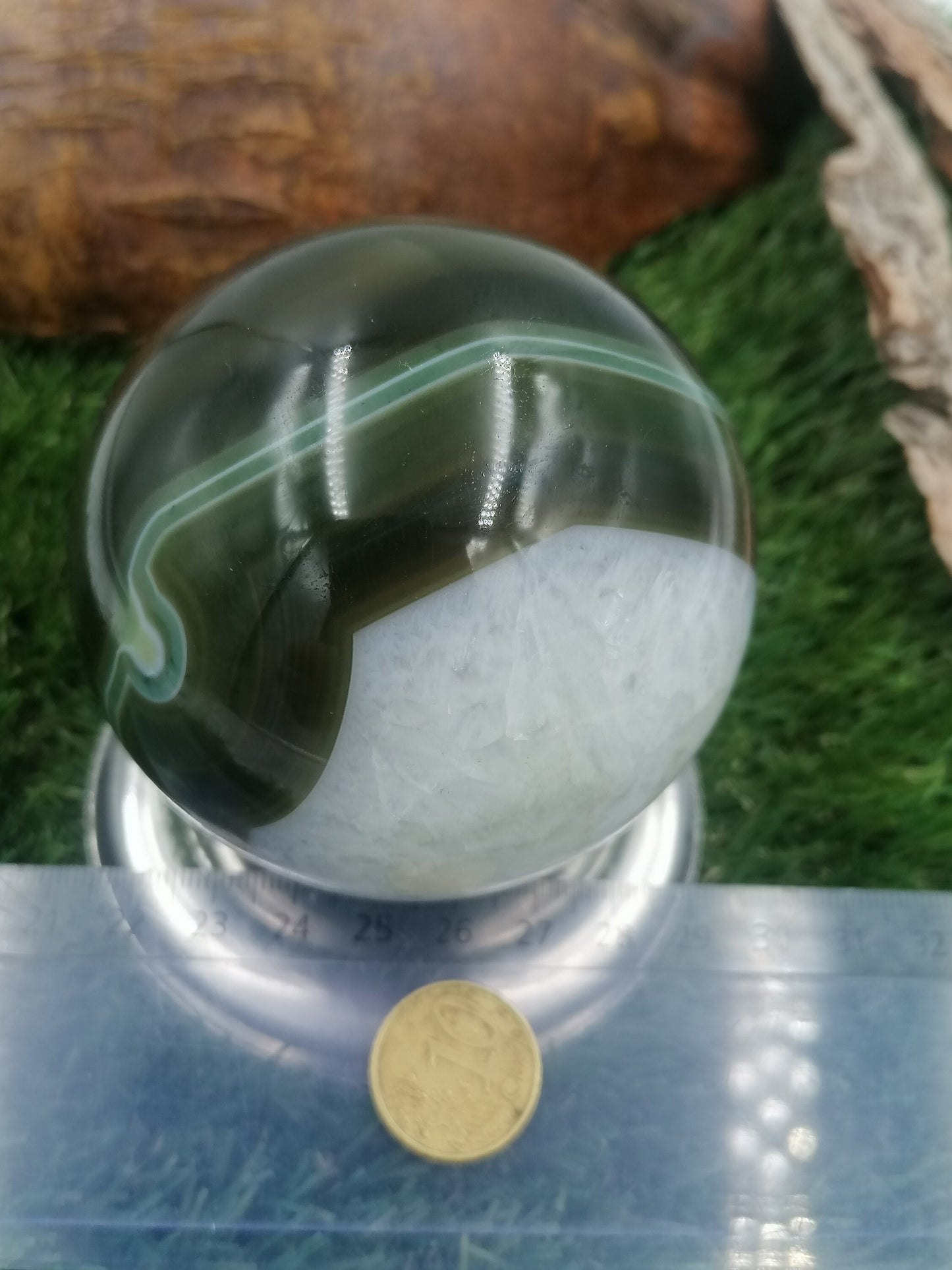 Crystal Green Agate Sphere ~ perfect For Crystal Healing, Crystal Grid, Crystal Ball ~ Metaphysical Healing, Meditation