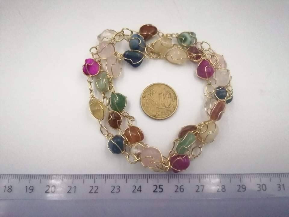 Handmade Gold plated necklace natural agate healing crystal bracelet citrine protection necklace
