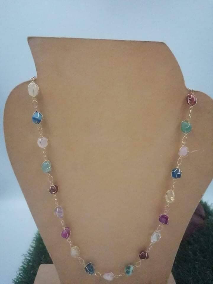 Handmade Gold plated necklace natural agate healing crystal bracelet citrine protection necklace